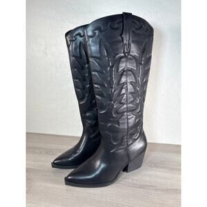 Crown Vintage Sila Womens 11W Wide Calf Western Boot Tall Leather Black Rodeo
